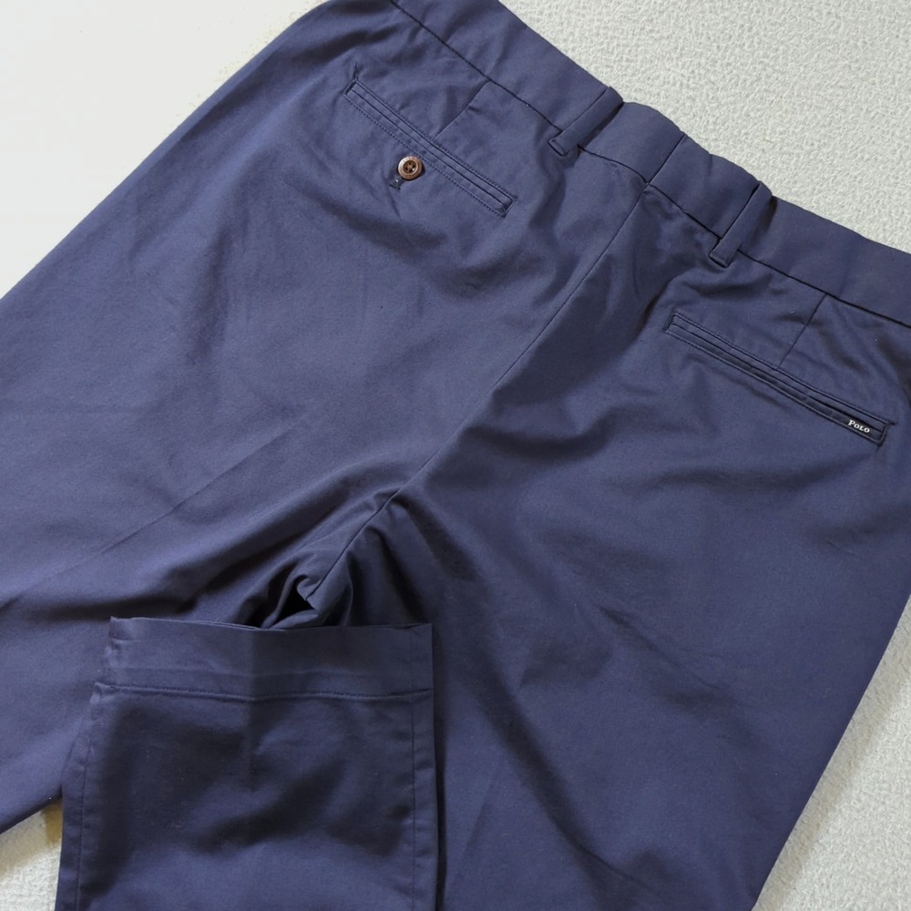 Polo Golf Ralph Lauren Mens Navy Blue Tailored Fit Chino Pants 34x34 Flat Front